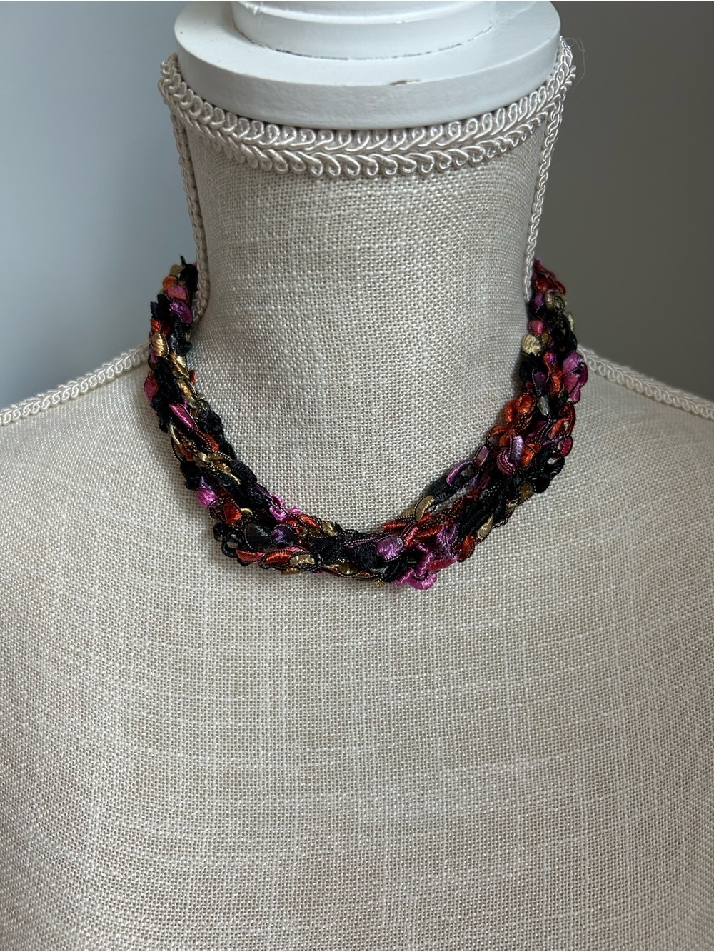Multicolor Adjustable Ladder Ribbon Necklace - Picture 3 of 3